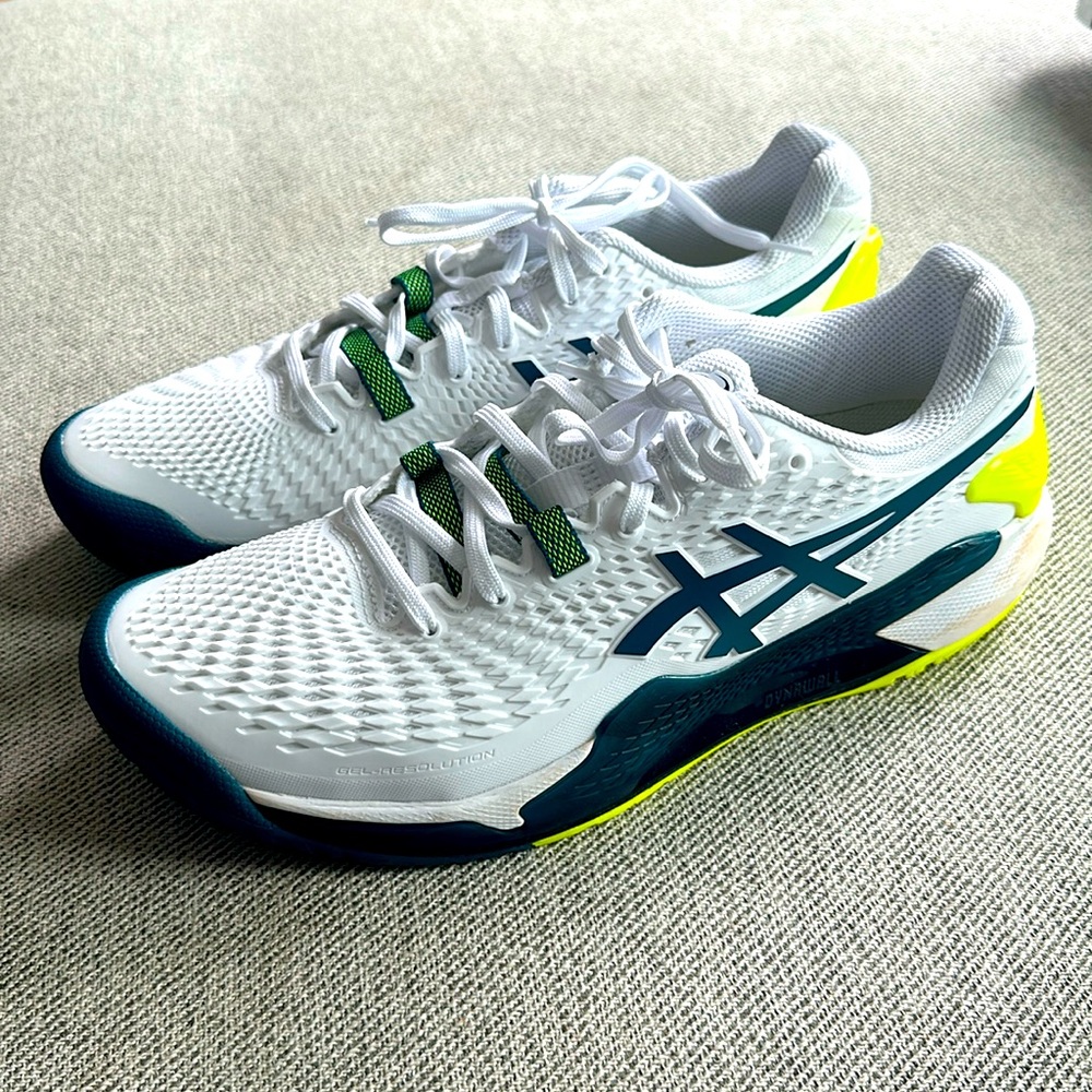 Asics Gel Resolution Men's Tennis White/Restful teal Shoes 8.5 42